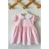 Bertuğ Bebek Dantel Detaylı Bebe Yaka Açık Pembe Kız Çocuk Bebek Tasarım Elbise - Pudra Pembe - 7 Yaş