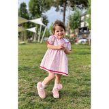 Bertuğ Bebek Dantel Detaylı Bebe Yaka Çiçekli Tasarım Kız Çocuk Bebek Elbise - 7 Yaş - Pembe