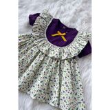 Bertuğ Bebek Fırfırlı Çiçek Desenli Mor Kız Çocuk Bebek Bahar Elbise - 1 - 1,5 Yaş