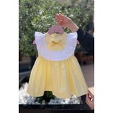 Bertuğ Bebek Fırfırlı Pötikare Sarı Kız Çocuk Bebek Kolsuz Elbise - 3 Yaş