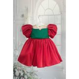 Bertuğ Bebek Kırmızı Yeşil Yeniyıl Noel Kız Çocuk Bebek Abiye Elbise - 4 Yaş