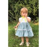 Bertuğ Bebek Kurdele ve Dantel Detaylı Güpür Pamuklu Kumaş Mavi Kız Çocuk Bebek Elbise - 4 Yaş