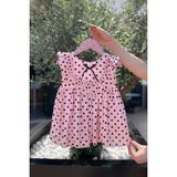 Bertuğ Bebek Puantiyeli Kolsuz Pamuklu Kız Çocuk Bebek Pudra Pembe Elbise - 3 - 6 Ay