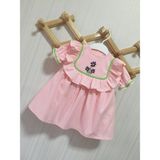 Bertuğ Bebek Toz Pembe Nakış ve Su Taşı Detaylı Kız Çocuk Bebek Cici Elbise - 6 - 9 Ay