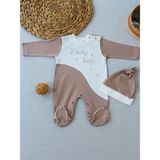 Beruflic 0-3 3-6 Ay Lucky Baby Nakışlı Es Çizgi Boy Şapkalı Erkek Bebek Tulumu - Kahverengi - 0 - 3 Ay