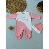 Beruflic 0-3 3-6 Ay Lucky Baby Nakışlı Es Çizgi Boy Şapkalı Kız Bebek Tulumu - Pudra - 0 - 3 Ay