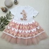 Beruflic 1-2-3 Yaş Payetli Mickey Baskılı Brode Etekli Kız Bebek Elbisesi Pudra - 2 Yaş