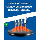Beruflic 120W Şarj Destekli 3’ü 1 Arada Çoklu Şarj Kablosu – 1.2 Metre - Renkli