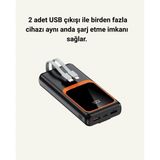 Beruflic 20.000 Mah Taşınabilir Şarj Cihazı Dijital Göstergeli Kablolu Powerbank - Renkli
