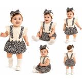 Beruflic 3/12 Ay Bandanalı Zıbınlı Leopar Salopet Bebek Takımı - 3 - 6 Ay - Krem