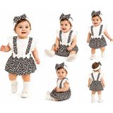 Beruflic 3/12 Ay Bandanalı Zıbınlı Leopar Salopet Bebek Takımı - 6 - 9 Ay - Beyaz