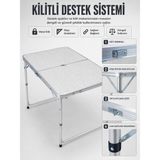 Beruflic 4 Kişilik Katlanabilir Kamp Masası Seti 4 Tabureli 50-65 cm Ayarlanabilir Yükseklik - Renkli - standart