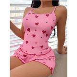 Beruflic 5103 Kadın Pembe Kalp Desenli Seksi Şortlu Takım