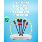 Beruflic 5'li Araba Temizlik Fırçaları-Farklı Boyutlu Fırçalarla Derinlemesine Temizlik - Renkli - standart