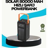 Beruflic 80000 Mah Güneş Enerjili Powerbank 4 Kablolu Type C Lightning Micro USB - Çok Renkli