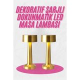 Beruflic Altın Rengi Masa ve Gece Lambası Dokunmatik Şarjlı Masa Lambası - 1 Adet - Renkli