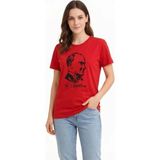 Beruflic Atatürk Baskılı Tişört Kısa Kollu Bisiklet Yaka T-Shirt - Kırmızı