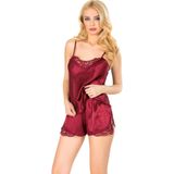 Beruflic Bordo Saten Babydoll Şortlu Takım - 281