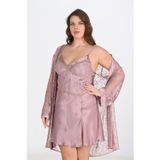 Beruflic Büyük Beden 2li Vizon Sabahlık Takımı Bigsize 6205