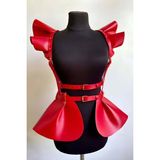 Beruflic Deri Elbise Harness, Şık Mini Deri Elbise, Prenses Deri Elbise - BRF1001 - Siyah