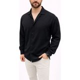 Beruflic Erkek Aerobin Kumaş Oversize 4 Mevsim Uzun Kollu Rahat Kalıp Gömlek - Siyah - 2XL