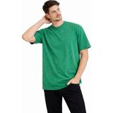 Beruflic Erkek Asit Yıkama Bisiklet Yaka Kısa Kollu Oversize Tshirt Tişört - Yeşil