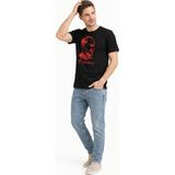 Beruflic Erkek Atatürk Baskılı Tişört Kısa Kollu Bisiklet Yaka T-Shirt - Siyah - M