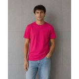 Beruflic Erkek Basic Pamuklu Tişört Bisiklet Yaka Düz Renk Regular Fit T-Shirt - Fuşya - XS