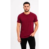 Beruflic Erkek Basic Tişört Bisiklet Yaka Kısa Kol Günlük Yazlık Slim Fit T-Shirt - Bordo