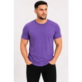Beruflic Erkek Basic Tişört Bisiklet Yaka Kısa Kol Günlük Yazlık Slim Fit T-Shirt - Mor