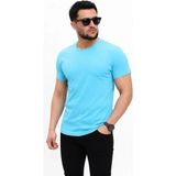 Beruflic Erkek Basic Tişört Bisiklet Yaka Kısa Kol Günlük Yazlık Slim Fit Tshirt - Açık Mavi