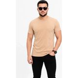 Beruflic Erkek Basic Tişört Bisiklet Yaka Kısa Kol Günlük Yazlık Slim Fit Tshirt - Bej