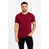 Beruflic Erkek Basic Tişört Bisiklet Yaka Kısa Kol Günlük Yazlık Slim Fit Tshirt - Bordo - 2XL