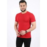 Beruflic Erkek Basic Tişört Bisiklet Yaka Kısa Kol Günlük Yazlık Slim Fit Tshirt - Kırmızı - 2XL