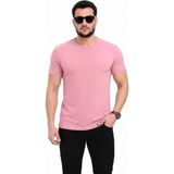 Beruflic Erkek Basic Tişört Bisiklet Yaka Kısa Kol Günlük Yazlık Slim Fit Tshirt - Pembe - 2XL