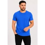 Beruflic Erkek Basic Tişört Bisiklet Yaka Kısa Kol Günlük Yazlık Slim Fit Tshirt - Saks Mavisi - 2XL