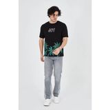 Beruflic Erkek Baskılı Bisiklet Yaka T-Shirt - Siyah