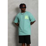 Beruflic Erkek Baskılı T-Shirt Kısa Kol Bisiklet Yaka Regular Fit Rahat Kalıp Günlük Tişört - Mint Ye - Mint Yeşili - 2XL