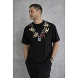 Beruflic Erkek Baskılı T-Shirt Kısa Kol Bisiklet Yaka Regular Fit Rahat Tişört - Siyah - M