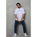 Beruflic Erkek Baskılı T-Shirt Kısa Kol Bisiklet Yaka Regular Fit Tişört - Beyaz - M