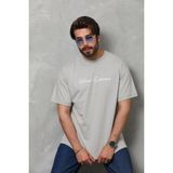 Beruflic Erkek Baskılı T-Shirt Kısa Kol Bisiklet Yaka Regular Fit Tişört - Gri