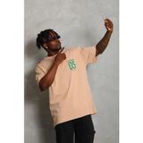 Beruflic Erkek Baskılı Tshirt Kısa Kol Bisiklet Yaka Regular Fit Rahat Kalıp Günlük Tişört - Bej - M