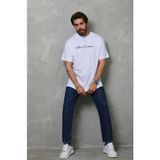 Beruflic Erkek Baskılı Tshirt Kısa Kol Bisiklet Yaka Regular Fit Rahat Kalıp Günlük Tişört - Beyaz - M