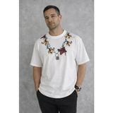 Beruflic Erkek Baskılı Tshirt Kısa Kol Bisiklet Yaka Regular Fit Rahat Kalıp Günlük Tişört - Beyaz - XL