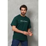 Beruflic Erkek Baskılı Tshirt Kısa Kol Bisiklet Yaka Regular Fit Rahat Kalıp Günlük Tişört - Çağla Yeşili - M