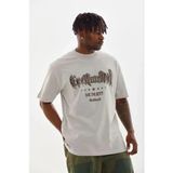 Beruflic Erkek Baskılı Tshirt Kısa Kol Bisiklet Yaka Regular Fit Rahat Kalıp Günlük Tişört - Gri - M