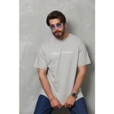 Beruflic Erkek Baskılı Tshirt Kısa Kol Bisiklet Yaka Regular Fit Rahat Kalıp Günlük Tişört - Gri