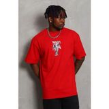 Beruflic Erkek Baskılı Tshirt Kısa Kol Bisiklet Yaka Regular Fit Rahat Kalıp Günlük Tişört - Kırmızı - 2XL