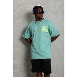 Beruflic Erkek Baskılı Tshirt Kısa Kol Bisiklet Yaka Regular Fit Rahat Kalıp Günlük Tişört - Mint Yeşili - XS