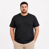 Beruflic Erkek Battal Big Size Basic Tişört Bisiklet Yaka Rahat Kalıp T-Shirt - Siyah - 2XL